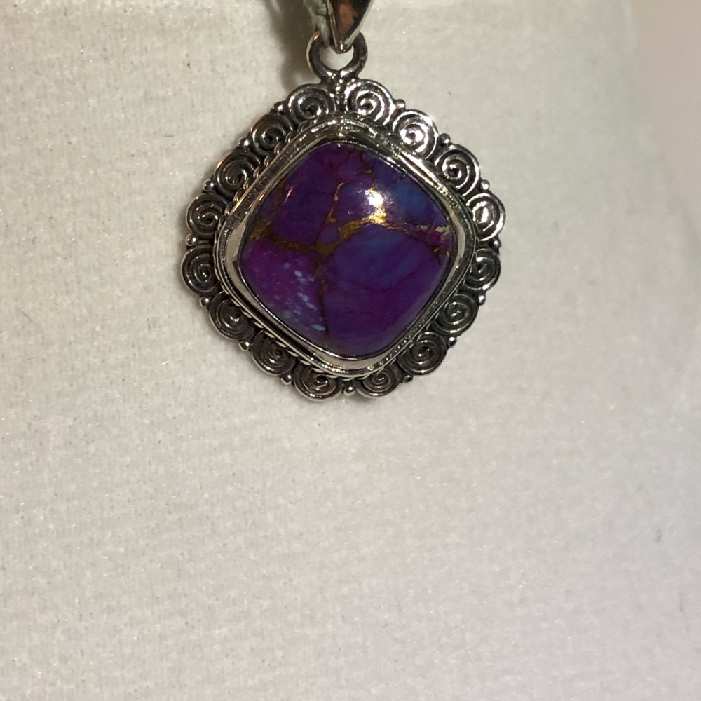 Purple Turquoise Gemstone in Sterling Silver Pendant